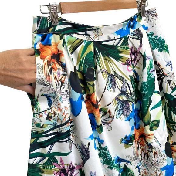 BANANA USA Retro Floral Tropical Hawaiian Full Skirt w/ Tulle‎ & Pockets Size L - Picture 2 of 11